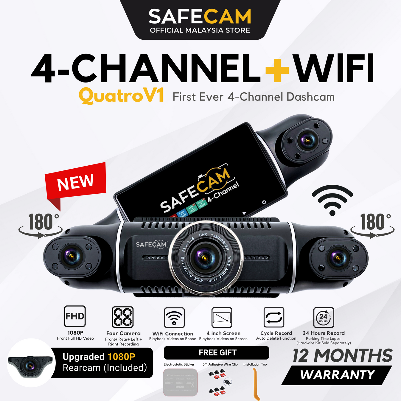 SAFECAM QuatroV1 4Channel Dashcam SAFECAM.MY