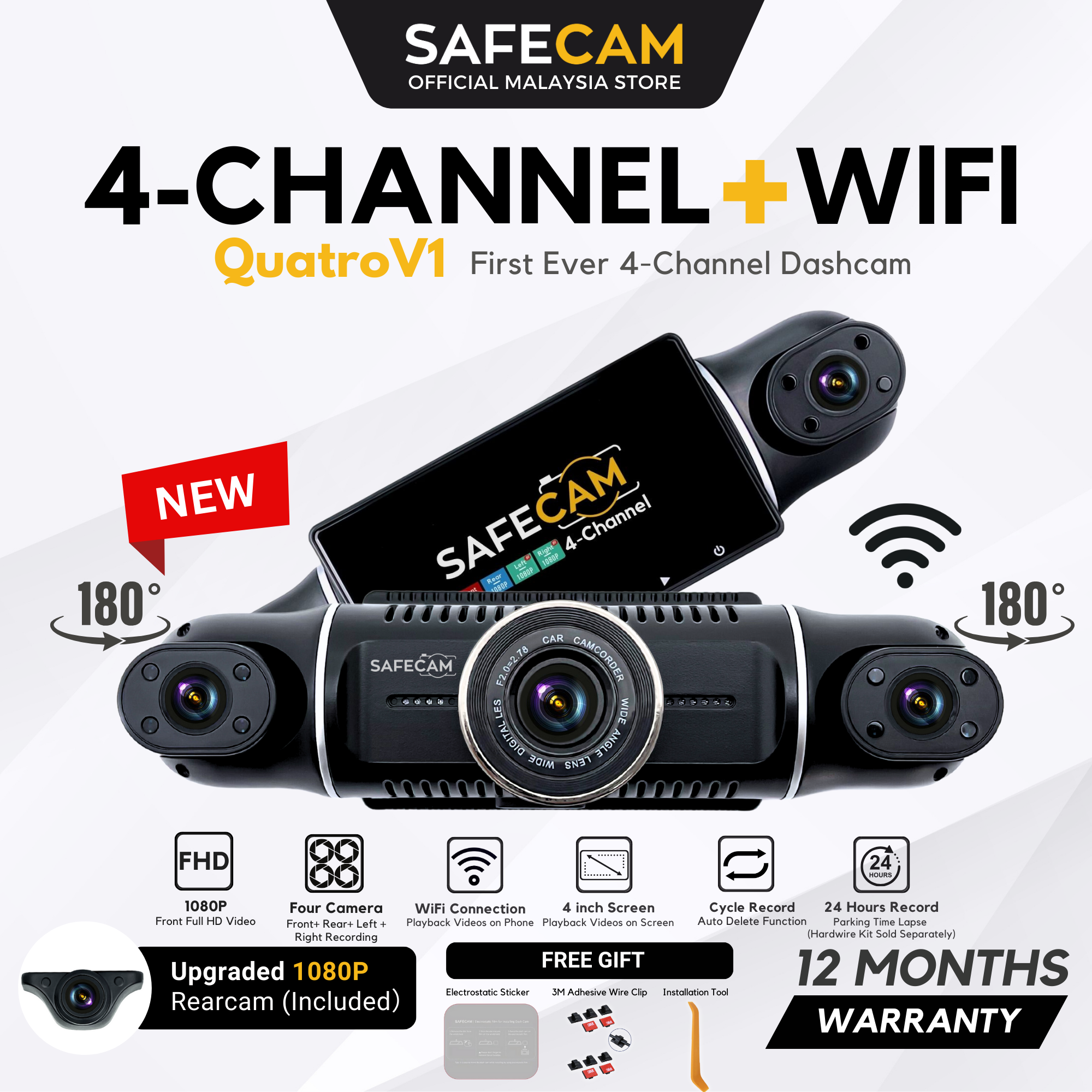 SAFECAM QuatroV1 4-Channel Dashcam